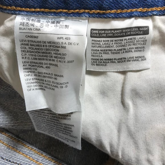 Levis Premium Denim Mini Skirt 31 Deconstructed Two Tone Colorblock Raw Hem NWT - Picture 10 of 12